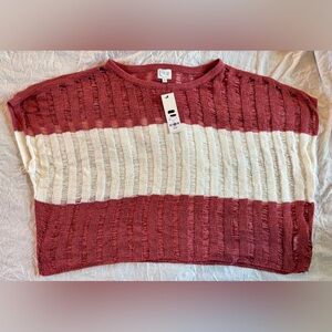 Francesca's Collections Pink and Ivory Knit Sweater